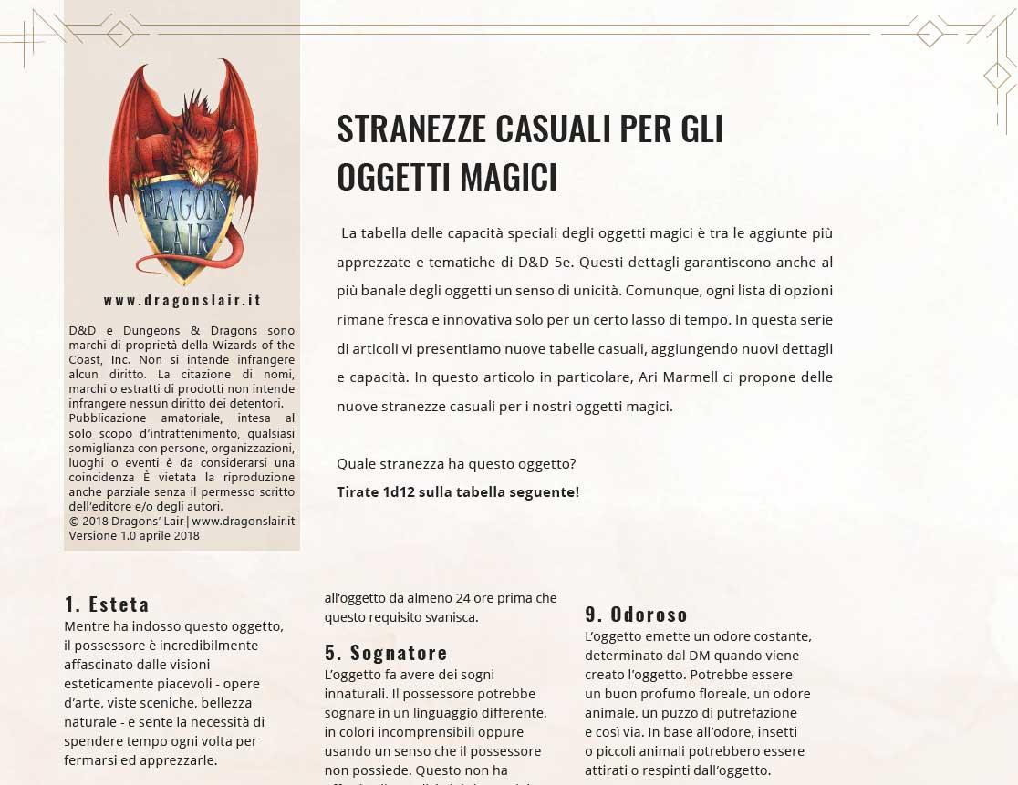 Stranezze casuali per gli oggetti magici